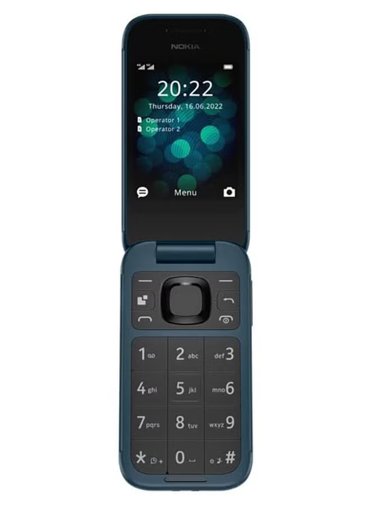 2660 Flip Dual Sim Feature Phone Blue 48MB RAM 128MB 4G - International Version in blue color