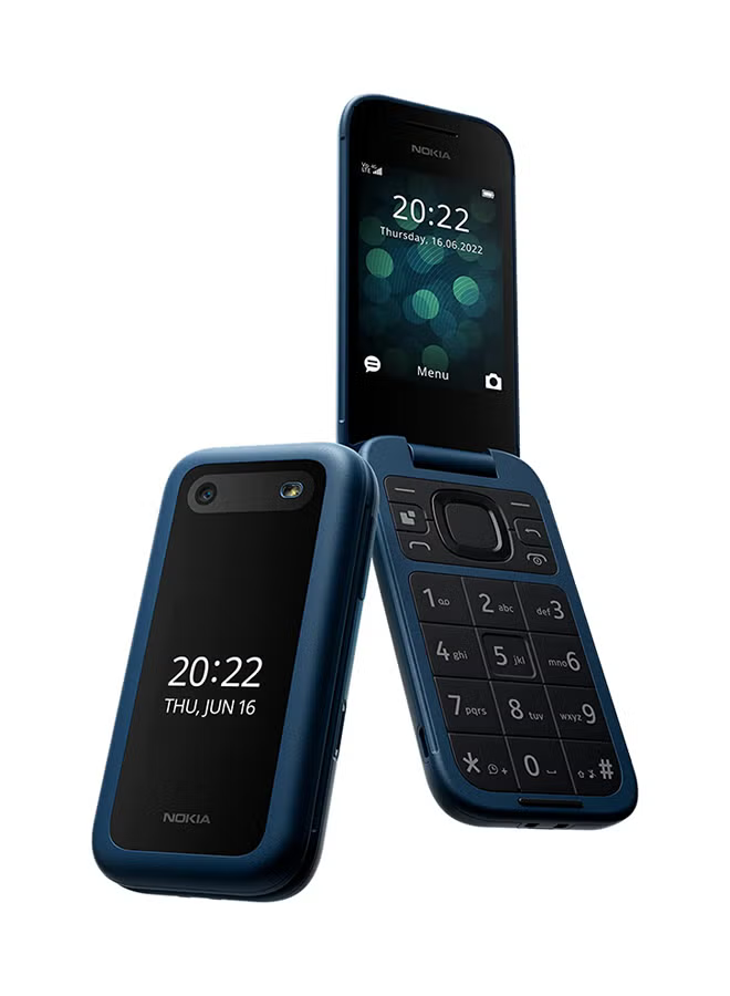 2660 Flip Dual Sim Feature Phone Blue 48MB RAM 128MB 4G - International Version in blue color