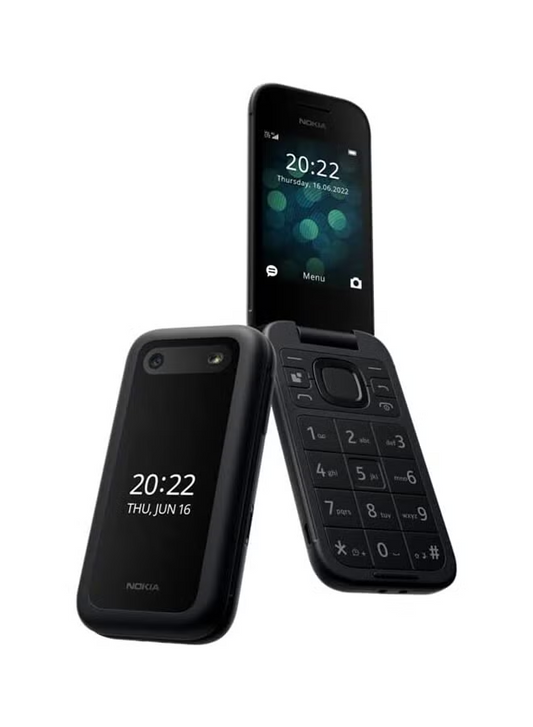 2660 Flip Dual Sim Feature Phone Blue 48MB RAM 128MB 4G - International Version in Black Color